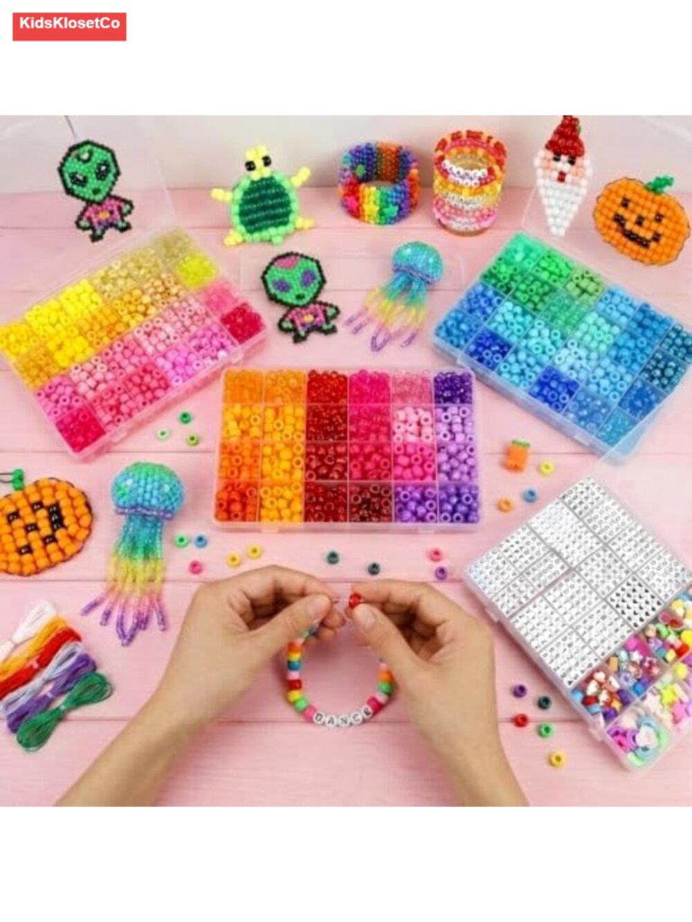 3280 Pcs Pony Beads Kit, 72 Colors Rainbow Kandi Beads with Letter Beads, - Picture 3 of 5